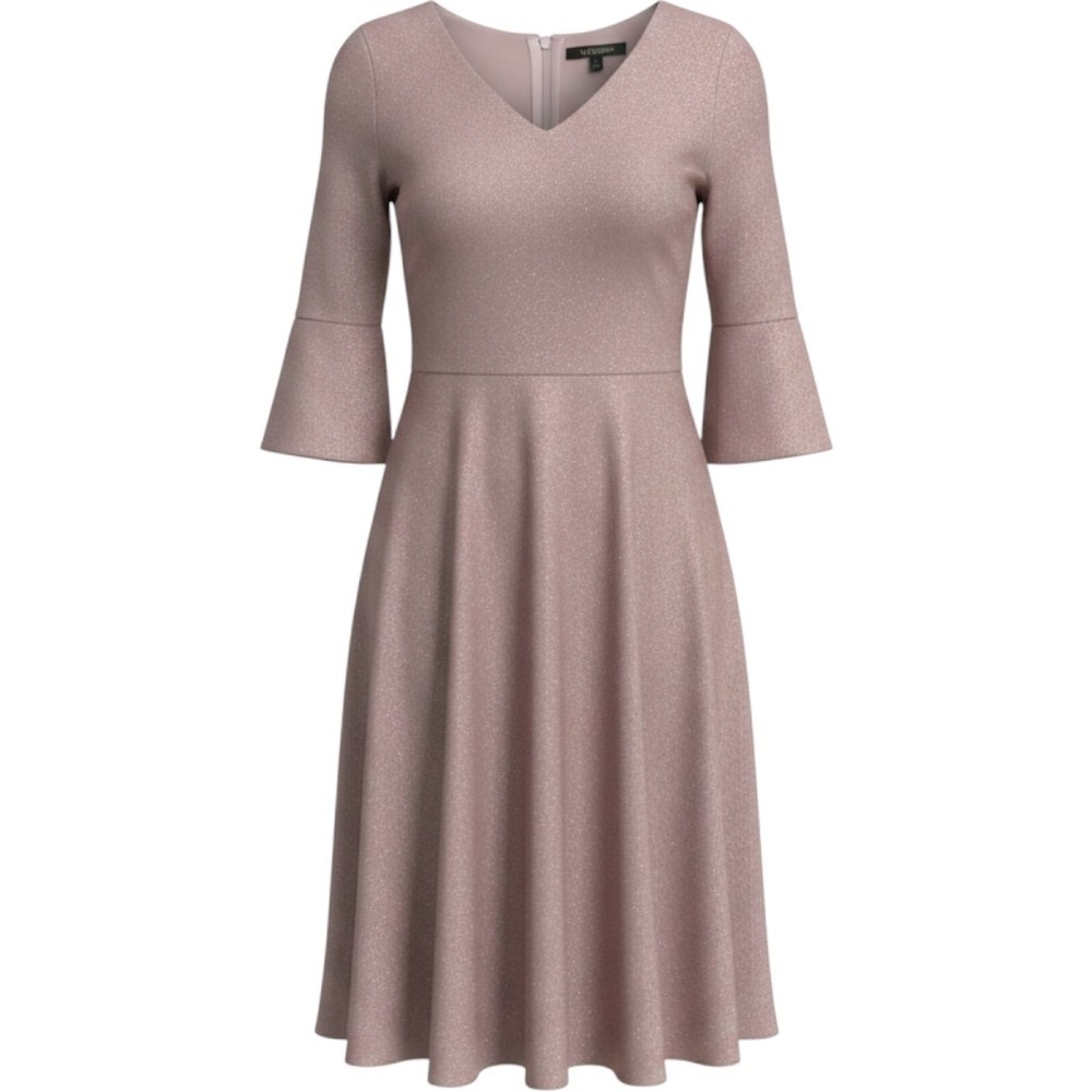 Dressystar Womens XXL Rose Gold Metallic V-Neck A-Line Cocktail Dress NWT